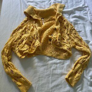 Free People 100% cotton yellow cardigan